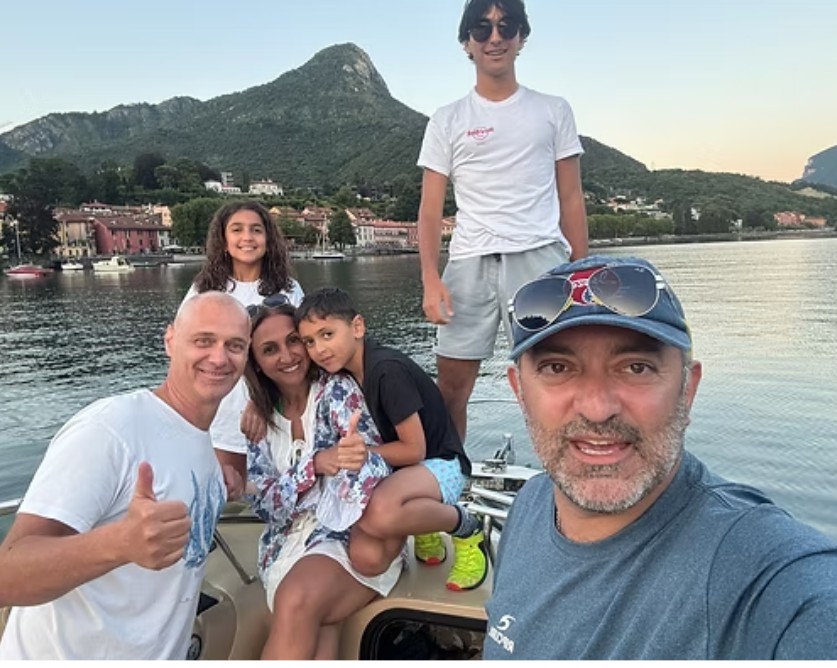 Guests on a private boat tour of Lake Como